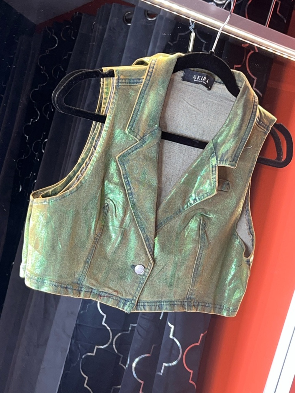 💚 Akira Iridescent Emerald Metallic Vest 👑
